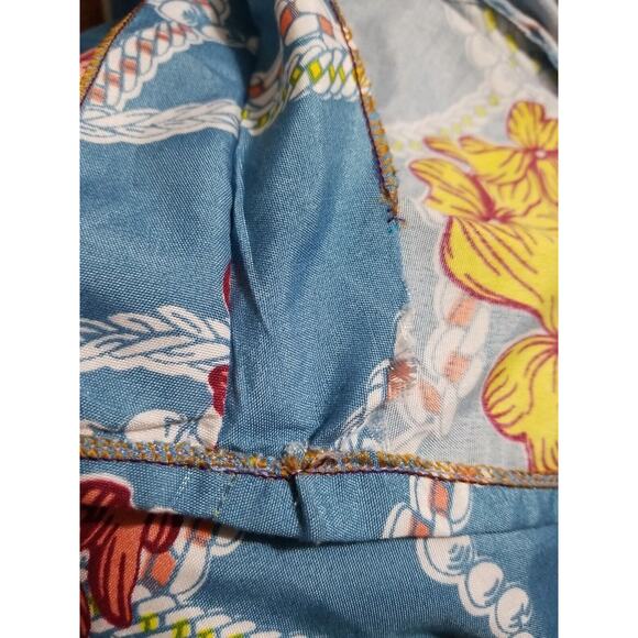 Spanish Style Dress Sz XS 0-2 Blue High Low Floral Crochet Bodice Party Extra Sm - Picture 9 of 9